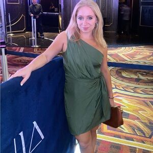 Green one shoulder dress